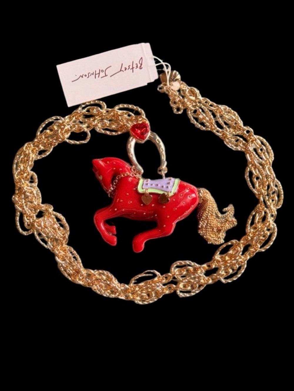 BETSEY JOHNSON Chinese Zodiac Bold Year of the Horse Pendant Necklace NEW NWT